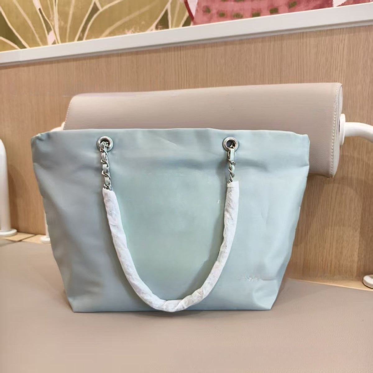 Women's Large Fabric Tote Bag with Woven Handles